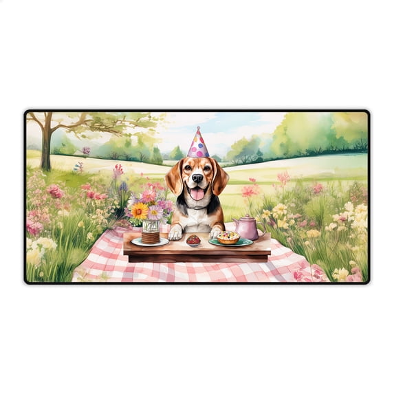 Happy Mother's Day Beagle with Sweets and Flowers at a Picnic Desk Mat Full Keyboard Mouse Pad Beagles Dog Lover Gifts Idea Large Mousepad - 13005