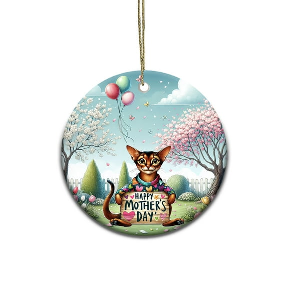 Happy Mother's Day Best Abyssinian Mom Ever Ceramic Round Ornament Cat Lover Kitten Owner Gifts Home Tree Decor - 03002