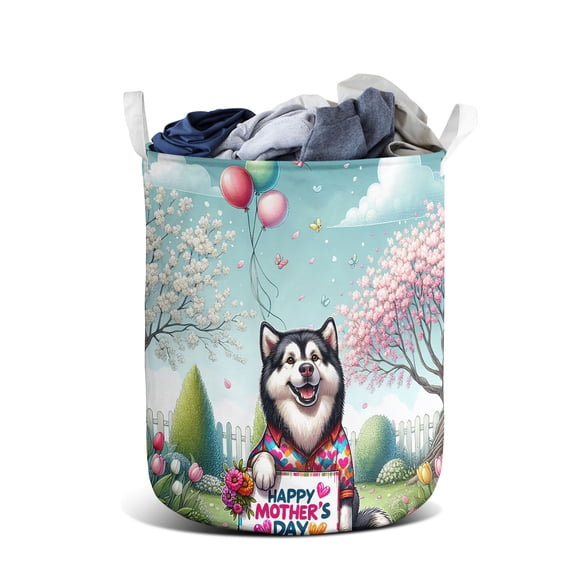 Happy Mother's Day Best Alaskan Malamute Mom Ever Foldable Laundry Basket Alaska Mal Dog Lovers Gifts Organizer Storage with Handles - 03002