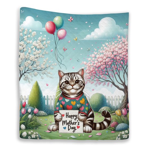 Happy Mother's Day Best American Shorthair Mom Ever Quilt Blanket Cat Lover Kitten Owner Gifts Cozy Comforter Throw Blanket - 03002