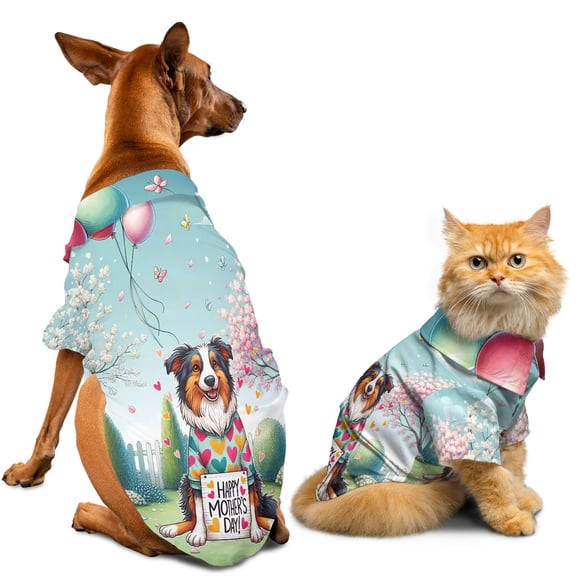 Happy Mother's Day Best Australian Shepherd Mom Ever Hawaiian Summer Shirt for Small Medium Large Dog Cat Aussie Dog Lover Gifts - 03002