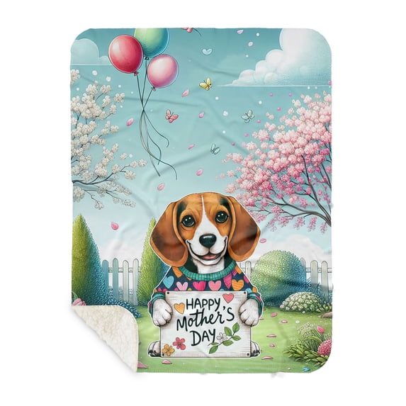 Happy Mother's Day Best Beagle Mom Ever Cozy Sherpa Blanket Beagles Dog Lover Gifts Idea Warm Soft Throw Blanket - 03002