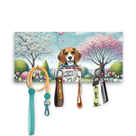 Happy Mother's Day Best Beagle Mom Ever Wood Key Holder Beagles Dog Lover Gifts Idea Wall-mounted Key Rack Home Decor - 03002