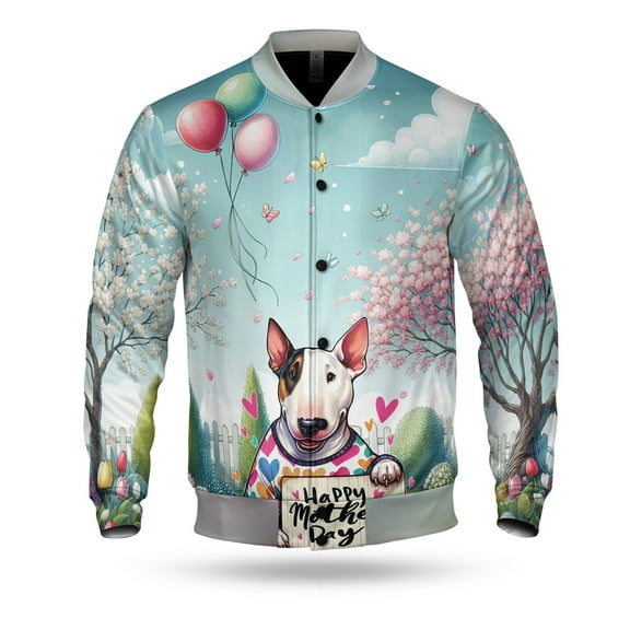 Happy Mother's Day Best Bull Terrier Mom Ever All Over Print 3D Baseball Jacket Bully Dog Lovers Gifts Idea Bomber Jacket Softball - 03002
