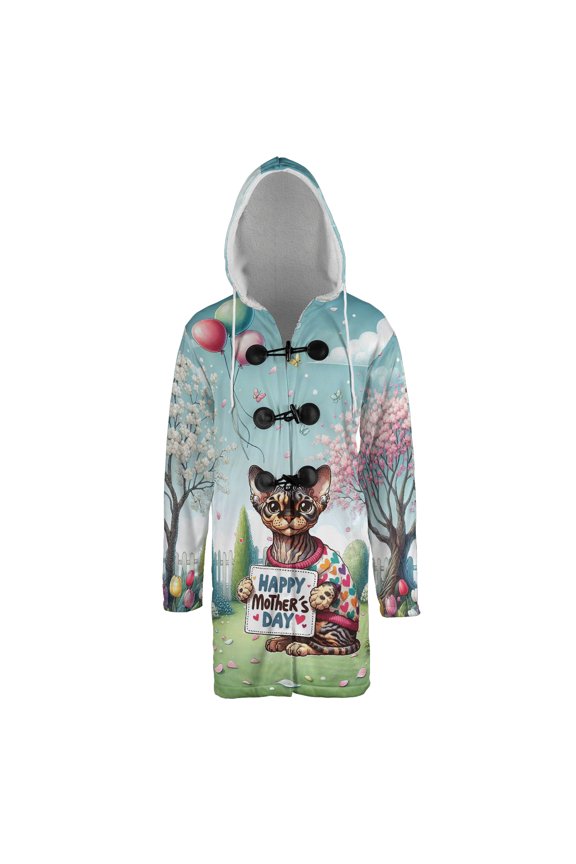 Happy Mother's Day Best Devon Rex Mom Ever All Over Print 3D Hooded Duffle Toggle Coat Cat Lover Kitten Owner Gifts - 03002