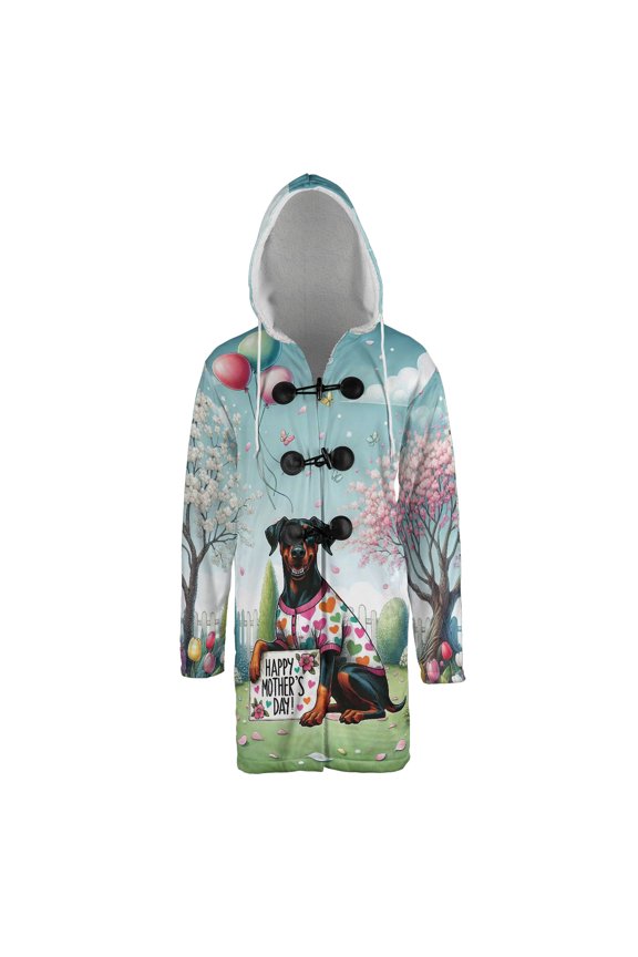 Happy Mother's Day Best Doberman Pinscher Mom Ever All Over Print 3D Hooded Duffle Toggle Coat Doberman Dog Lover Gifts - 03002