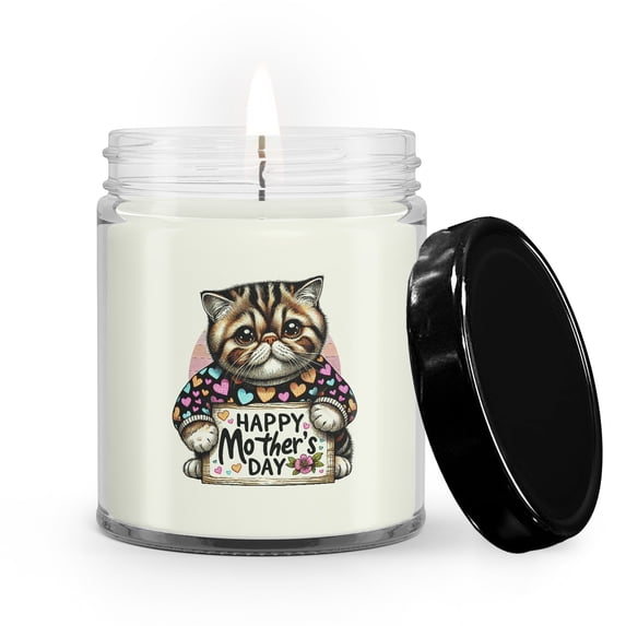 Happy Mother's Day Best Exotic Shorthair Mom Ever Soy Wax Candle Cat Lover Kitten Owner Gifts 9oz White Birch & Black Pepper Candle - 03002