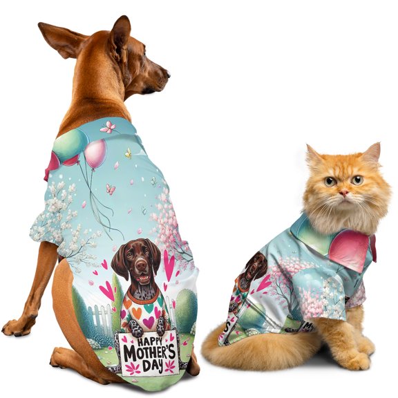 Happy Mother's Day Best German Shorthaired Pointer Mom Ever Hawaiian Summer Shirt for Small Medium Large Dog Cat GSP Lover Dog Gift - 03002