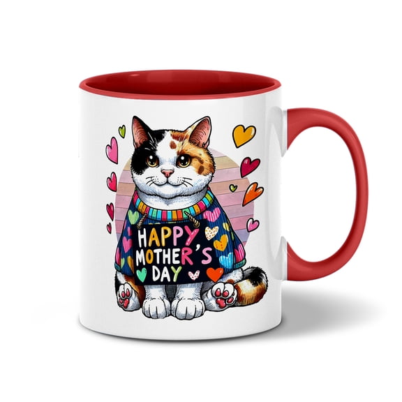 Happy Mother's Day Best Manx Mom Ever 11oz Accent Two-tone Mug Cat Lover Kitten Owner Gifts Coffee Tea Cup - 03002
