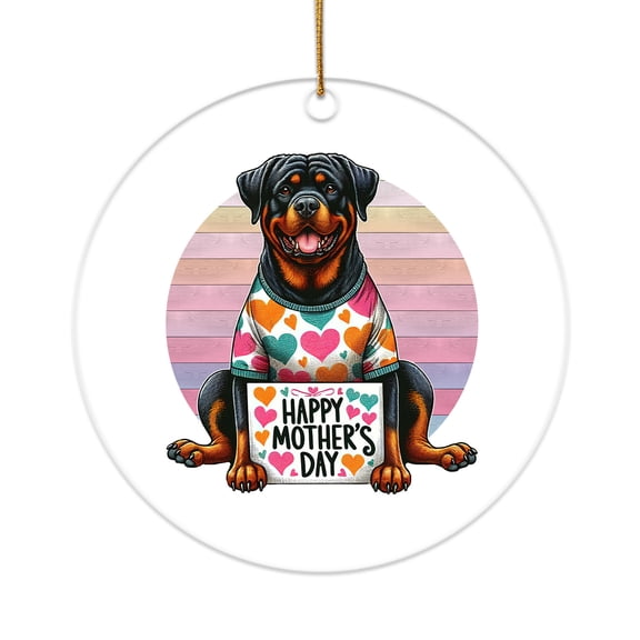 Happy Mother's Day Best Rottweiler Mom Ever Acrylic Round Ornament Rottie Dog Lover Gifts Idea Home Tree Decor - 03002