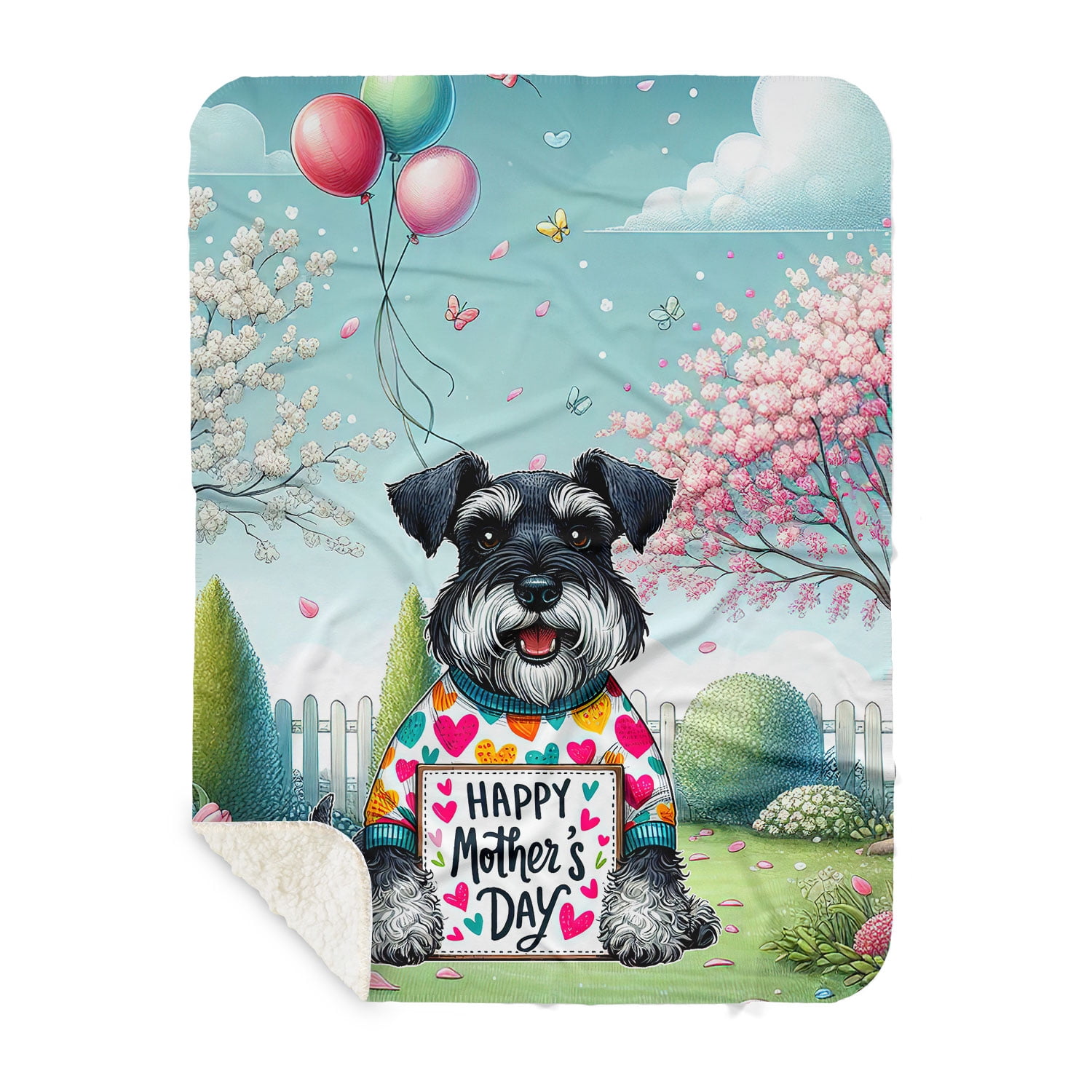 Happy Mother's Day Best Schnauzer Mom Ever Cozy Sherpa Blanket Miniature Schnauzer Dog Lover Warm Soft Throw Blanket - 03002