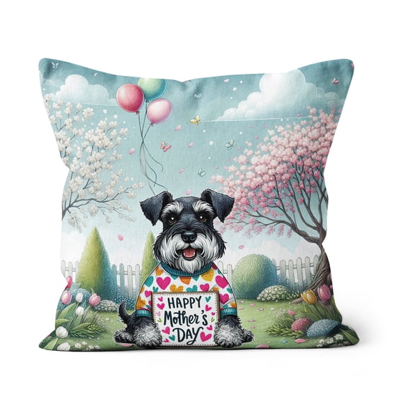Happy Mother's Day Best Schnauzer Mom Ever Pillow Cushion Double Sided Miniature Schnauzer Dog Lover Throw Pillow - 03002