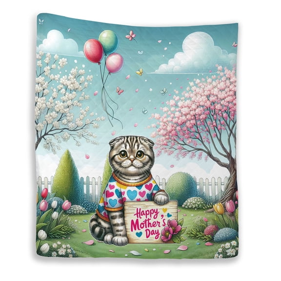 Happy Mother's Day Best Scottish Fold Mom Ever Quilt Blanket Cat Lover Kitten Owner Gifts Cozy Comforter Throw Blanket - 03002