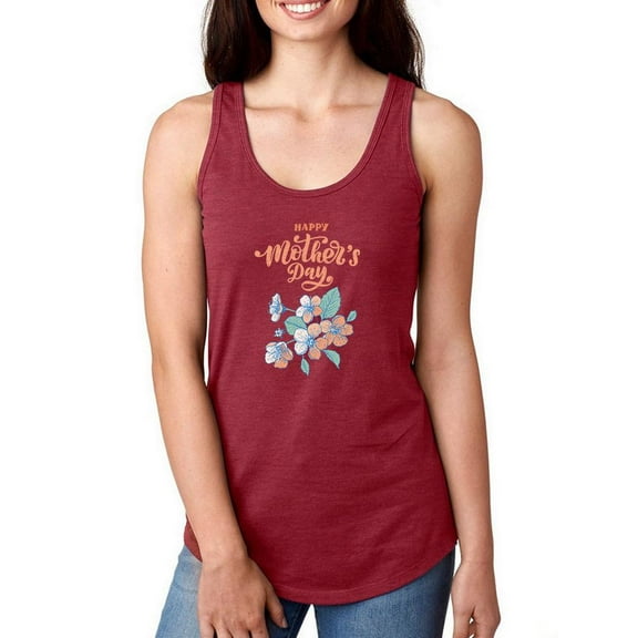 Happy Mother's Day Bouquet Racerback Tank Women - Women Racer Back, Cardinal Red, Xtra Large