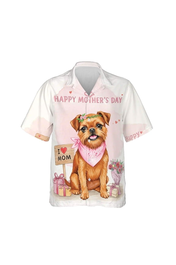 Happy Mother's Day Brussels Griffon Love Dog Mom Heart Flower Hawaiian Shirt Breathable Summer Unisex Merch Griff Dog Lover - 12004