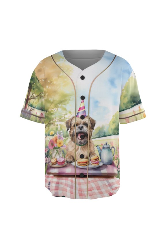 Happy Mother's Day Brussels Griffon with Sweets and Flowers at a Picnic All Over Print 3D Baseball Shirt Griff Dog Lover Softball Sport - 13005