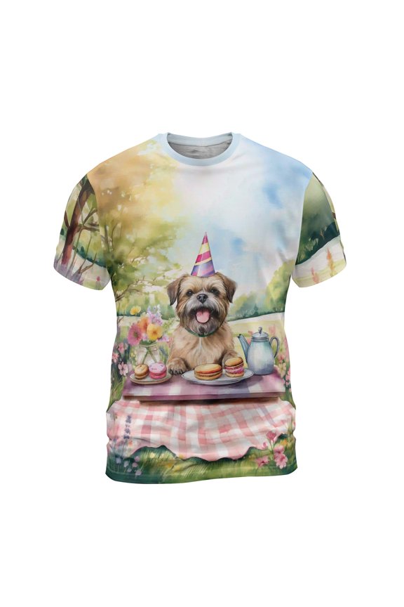 Happy Mother's Day Brussels Griffon with Sweets and Flowers at a Picnic All Over Print 3D Shirt Unisex Merch Griff Dog Lover - 13005