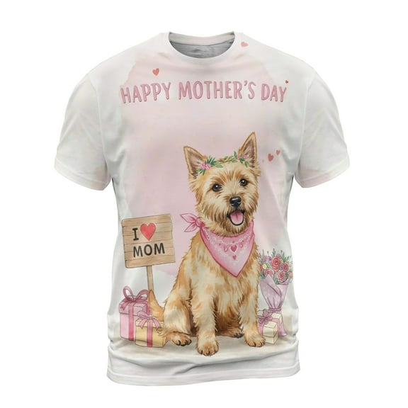 Happy Mother's Day Cairn Terrier Love Dog Mom Heart Flower All Over Print 3D Shirt Unisex Merch Cairns Dog Lover - 12004