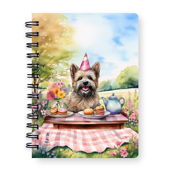Happy Mother's Day Cairn Terrier with Sweets and Flowers at a Picnic Spiral Bound Journal Cairns Dog Lover 5x7in Spiral Notebook - 13005