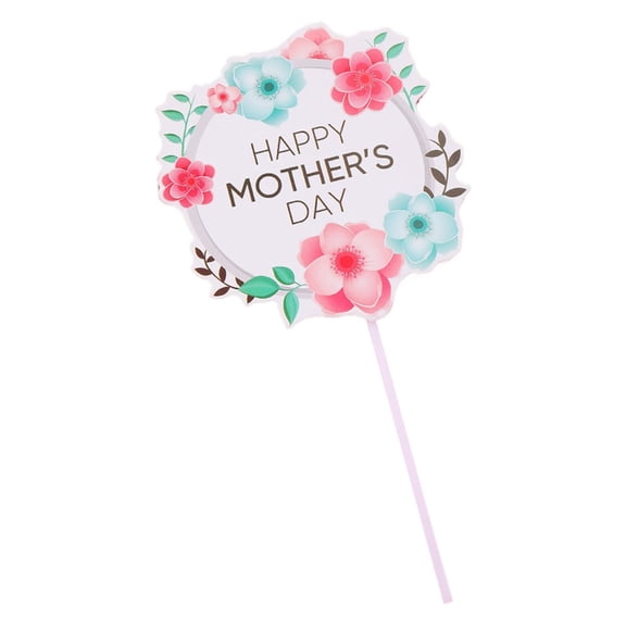 Happy Mother's Day Cake Toppers,Flower Heart-shaped Paper Cake Topper,Cake Pick Mothers Birthday Women Birthday Party,Cake Decorations for Happy Mother's Day,7.87 Inch(A)