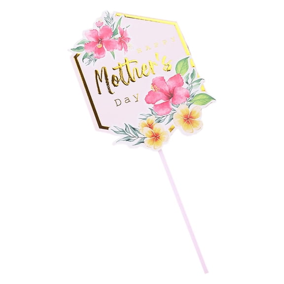 Happy Mother's Day Cake Toppers,Flower Heart-shaped Paper Cake Topper,Cake Pick Mothers Birthday Women Birthday Party,Cake Decorations for Happy Mother's Day,7.87 Inch(C)