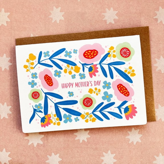 Happy Mother's Day Card – Colorful Floral Design – Blank Inside with Envelope – Perfect Greeting for Mom, Mother, or Grandma to Celebrate Mother's Day