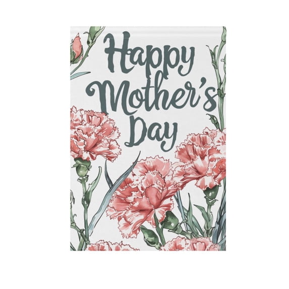 Happy Mother's Day Carnation Flowers Garden Flag 12"x18" Double-Sided Yard Flags for Outside Outdoor All Seasonal Decoration