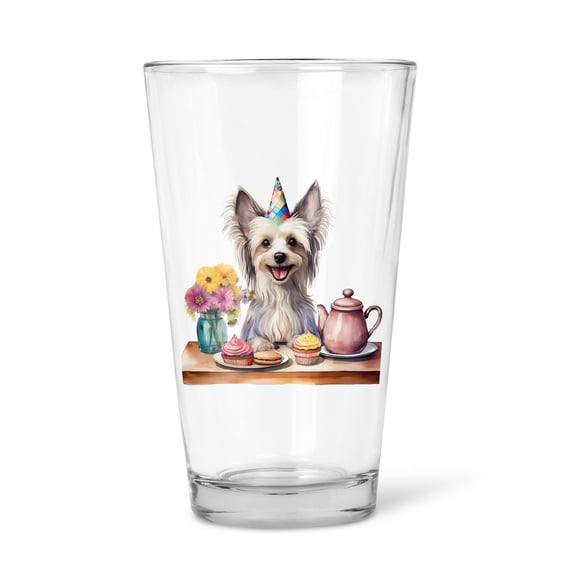 Happy Mother's Day Chinese Crested with Sweets and Flowers at a Picnic 16oz Pint Beer Glass Mug Dog Lover Beer Glasses Cup - 13005