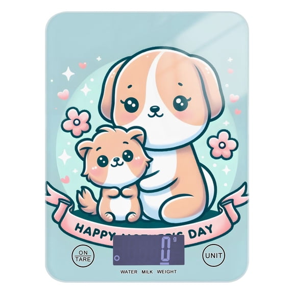 Happy Mother's Day Dogs Food Scale Digital Kitchen Scale Waterproof Tempered Glass Tare Function 11 lb for Baking Cooking Meal Prep