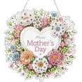 thumbnail image 1 of Happy Mother's Day Double Sided Hanging Sign, Diamond DIY Painting Floral Heart Decorative Ornament, with Hanging Chain for Home Wall Door Decor Mom Gift, 1 of 7