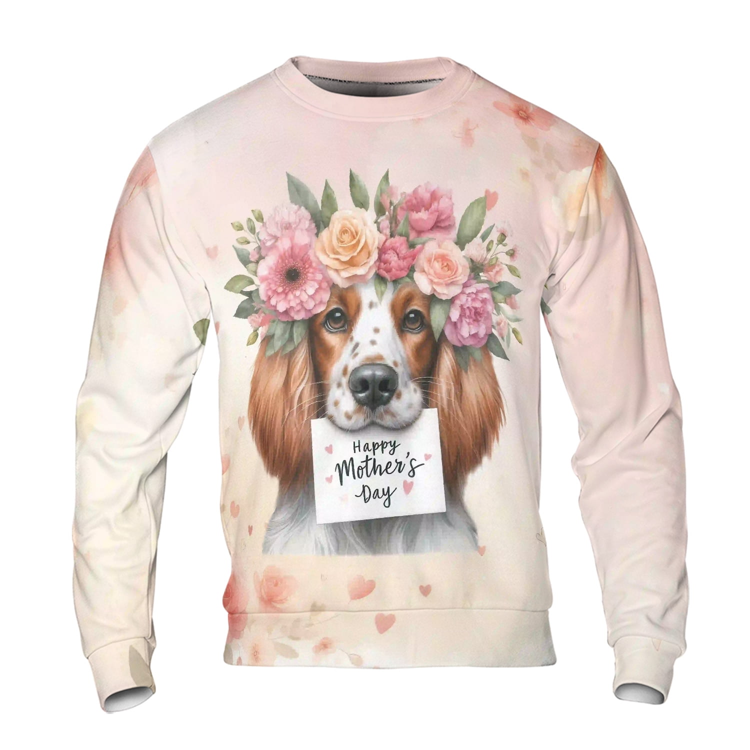 Happy Mother's Day English Setter with Flower Crown and Greeting Card All Over Print 3D Sweatshirt Unisex Merch Dog Lover - 13004
