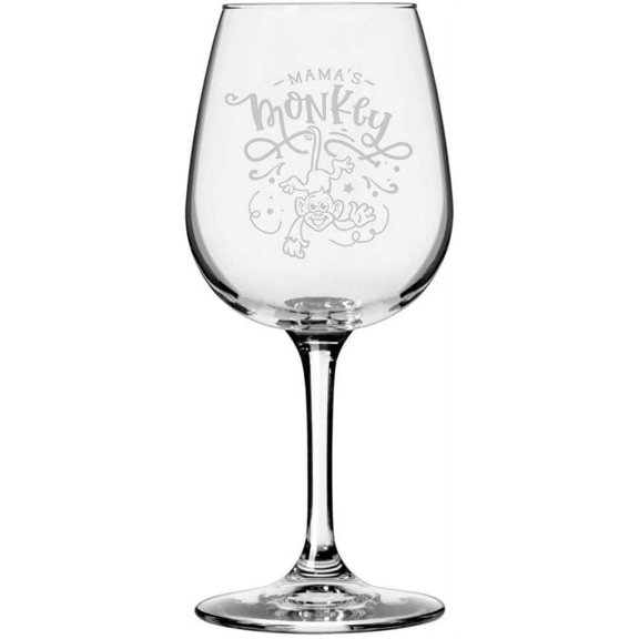 Happy Mother's Day Etched 12.75oz Libbey Wine Glass Circus Monkey