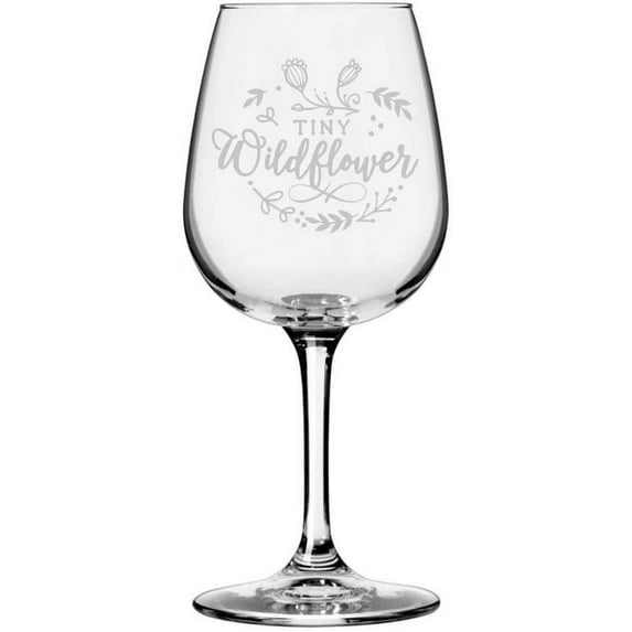 Happy Mother's Day Etched 12.75oz Libbey Wine Glass Tiny Wildflowers