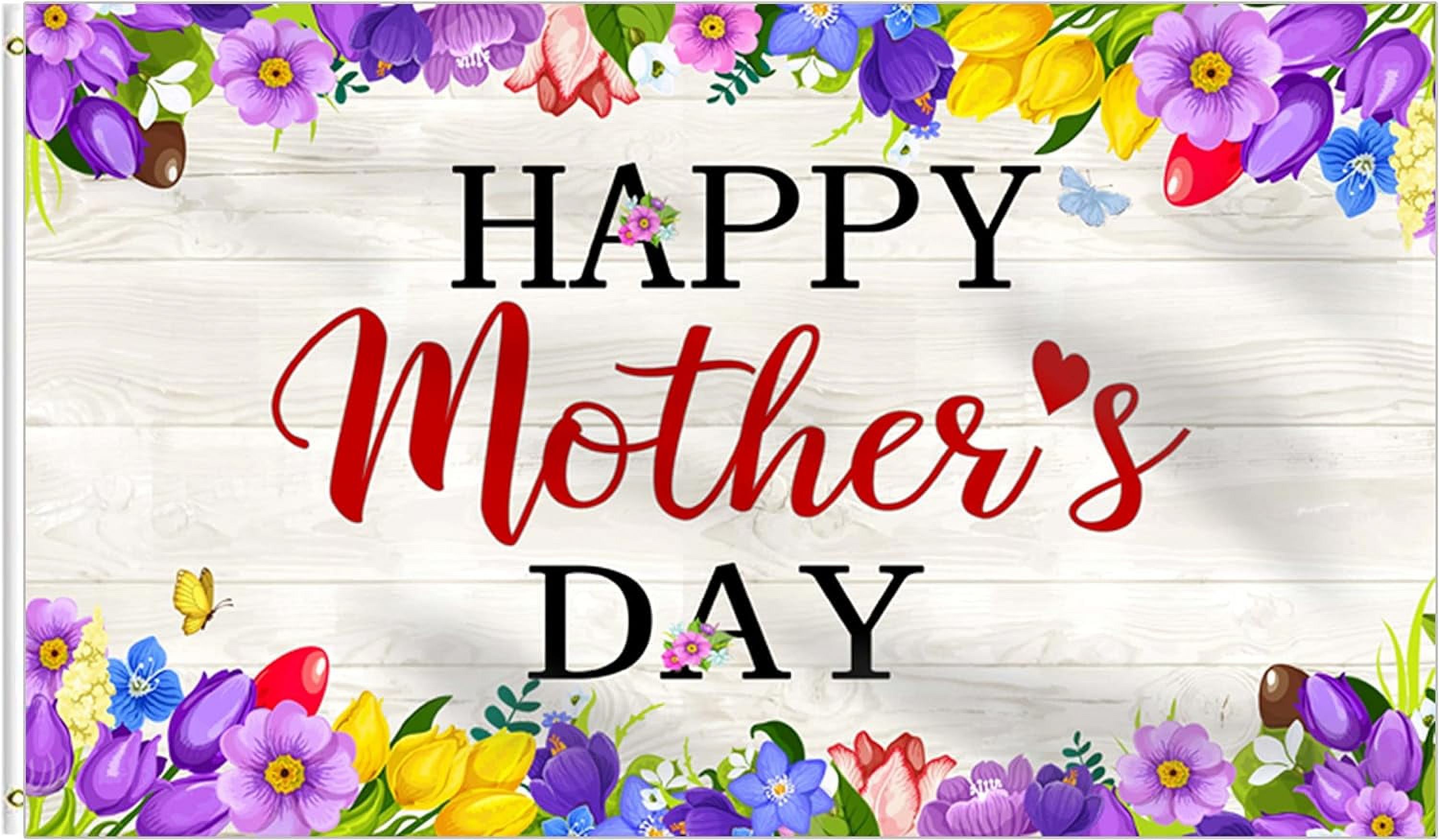 Happy Mother's Day Flag 3x5 Ft,Lily Tulip Flower for Mom Flag Backdrop Party Supplies House Flag ...