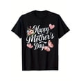 thumbnail image 1 of Happy Mother's Day Floral Butterfly Heart Graphic T-Shirt for Women, Special Mom Gift Tee, Festive Love Apparel, 1 of 6