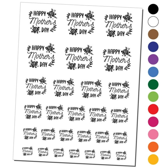 Happy Mother's Day Framed in Roses Water Resistant Temporary Tattoo Set Fake Body Art Collection - Dark Green