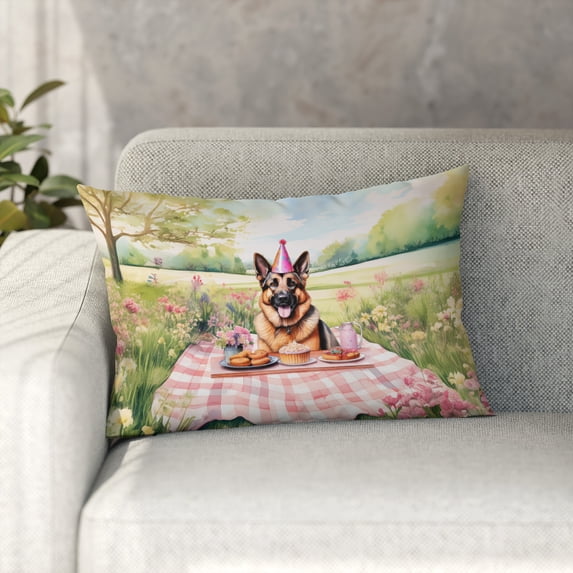 Happy Mother's Day German Shepherd with Sweets and Flowers at a Picnic Pillowcase Double Sided Alsatian Dog Lover Gifts Pillow Case Covers - 13005