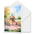 thumbnail image 1 of Happy Mother's Day Golden Retriever with Sweets and Flowers at a Picnic 5x7in Folded Greeting Card Goldens Dog Lover Gifts Idea Single Note Card with Envelope - 13005, 1 of 5