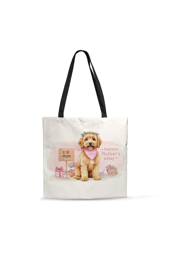 Happy Mother's Day Goldendoodle Love Dog Mom Heart Flower All Over Print 3D Canvas Tote Bag Doodle Dog Lover Gifts Idea Reusable Handbag - 12004