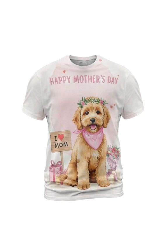 Happy Mother's Day Goldendoodle Love Dog Mom Heart Flower All Over Print 3D Shirt Unisex Merch Doodle Dog Lover Gifts Idea - 12004