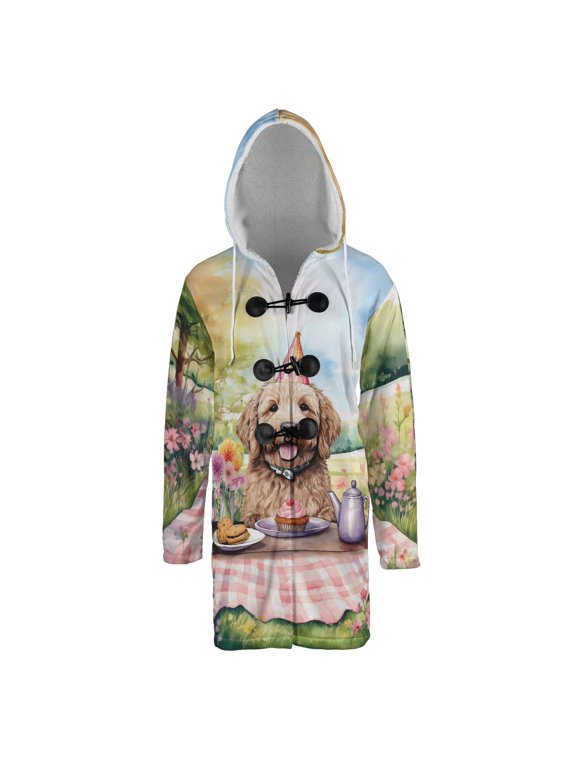 Happy Mother's Day Goldendoodle with Sweets and Flowers at a Picnic All Over Print 3D Hooded Duffle Toggle Coat Doodle Dog Lover Gifts Idea - 13005