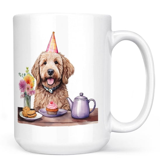 Happy Mother's Day Goldendoodle with Sweets and Flowers at a Picnic Mug Doodle Dog Lover Gifts Idea Coffee Tea Cup - 13005