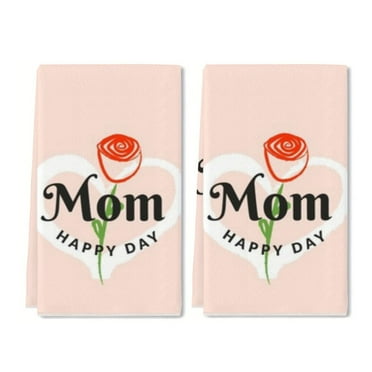 Happy Mother's Day Hand Towel Set of 2 Floral Bath Towels Soft Spring Flower Fingertip Face Towel for Bathroom Kitchen Hotel Spa Decor Gift 24 x 16 Inches