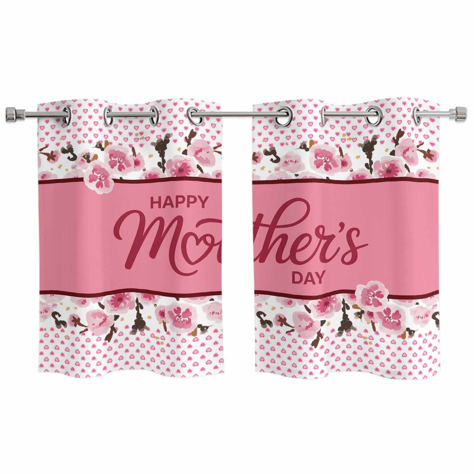 Hapy Rommet Happy Mother's Day Kitchen Curtains Window Panels, Farmhouse Pink ...