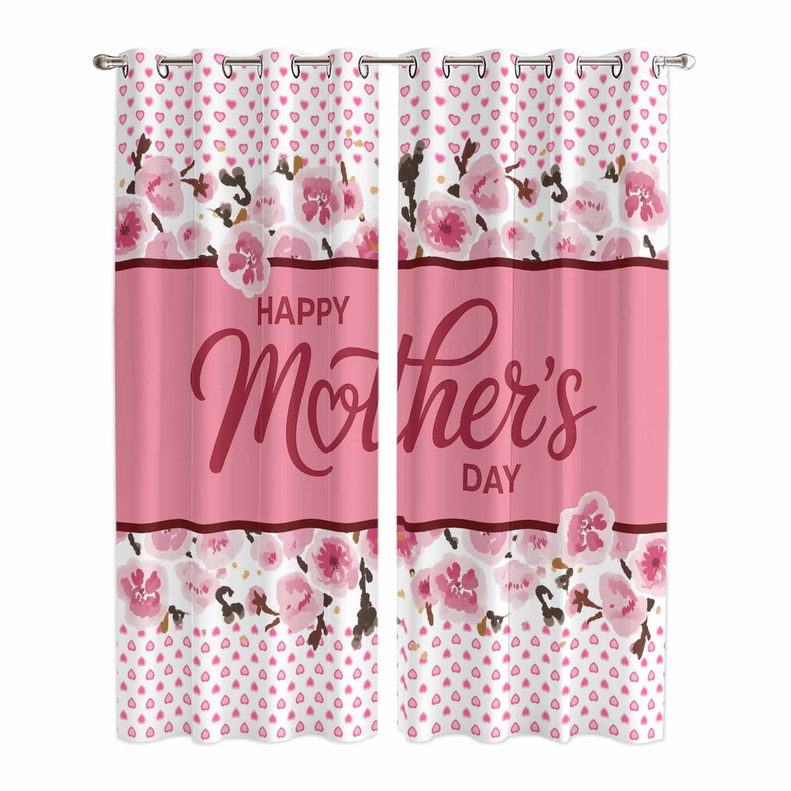 Hapy Rommet Happy Mother's Day Kitchen Curtains Window Panels, Farmhouse Pink ...