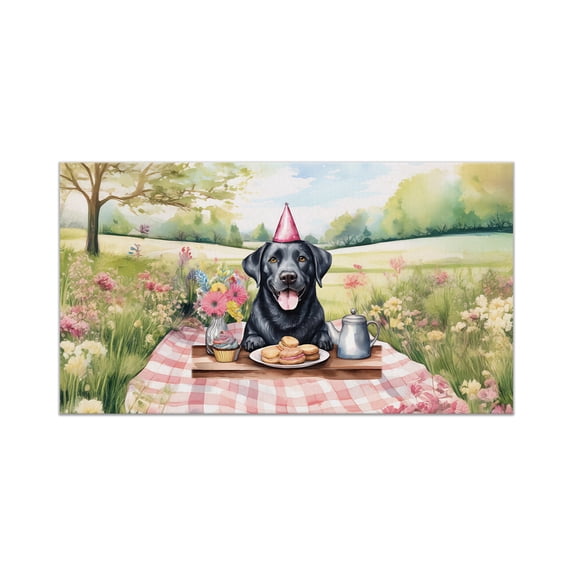 Happy Mother's Day Labrador Retriever with Sweets and Flowers at a Picnic Doormat Lab Dog Lover Gifts Indoor Outdoor Welcome Mat - 13005