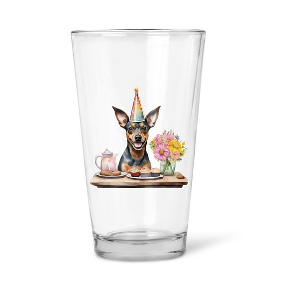 Happy Mother's Day Miniature Pinscher with Sweets and Flowers at a Picnic 16oz Pint Beer Glass Mug Mini Pin Dog Lover Beer Glasses Cup - 13005