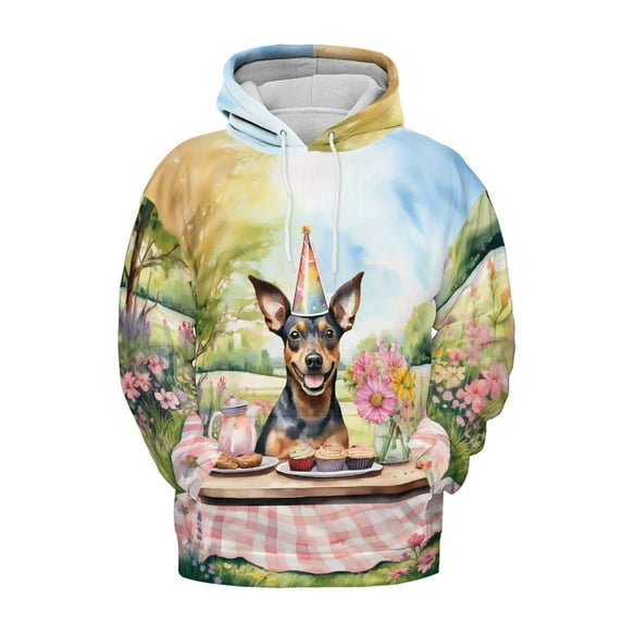 Happy Mother's Day Miniature Pinscher with Sweets and Flowers at a Picnic All Over Print 3D Hoodie Unisex Merch Hoodies Mini Pin Dog Lover - 13005