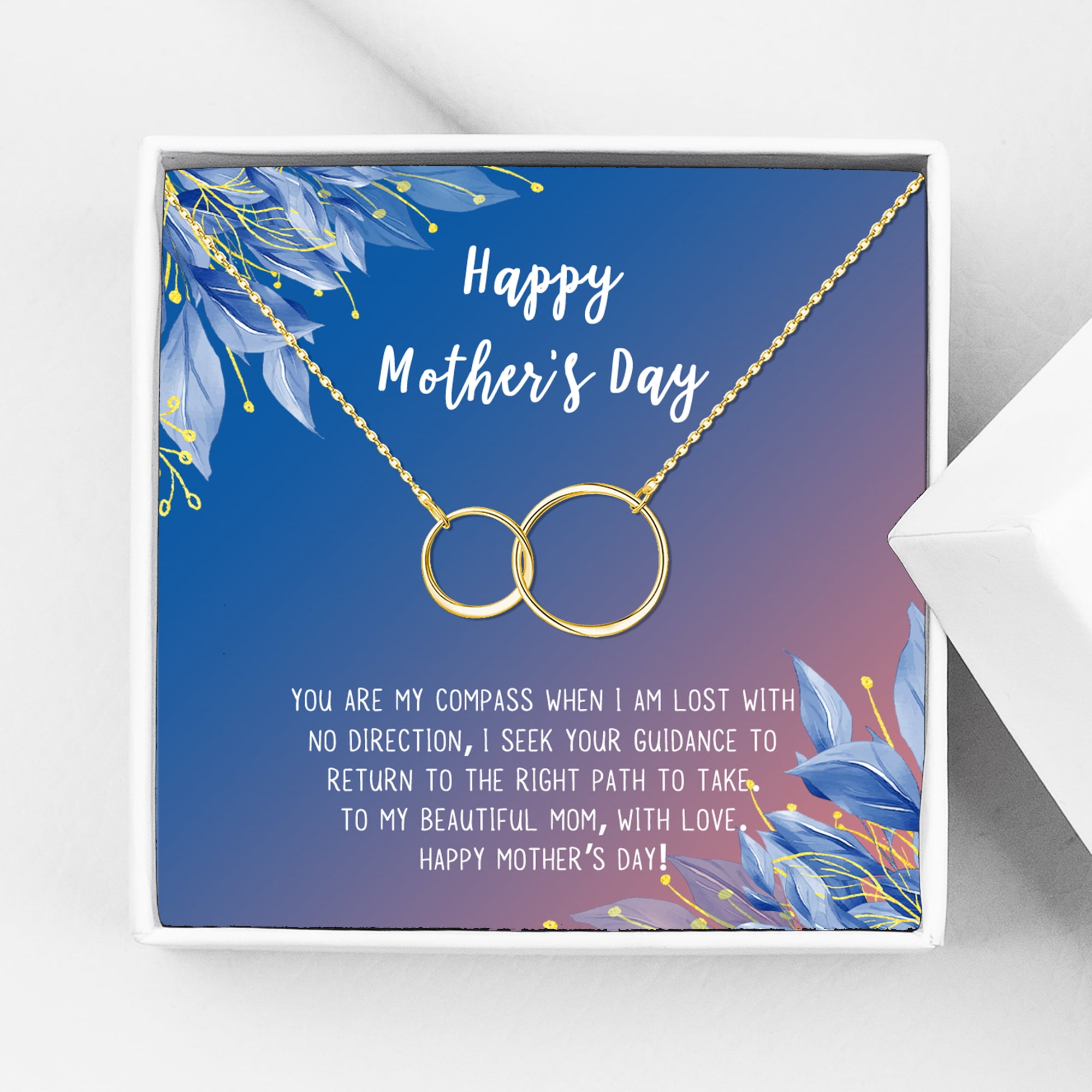 Happy Mother's Day Necklace and Card Set, Necklace for Mom, Jewelry Gift, Gift for Mom, Gift for Her, Mom Necklace, Mother's Day Gift, Gift Set for Mom [Gold Infinity Ring, 18" Chain]