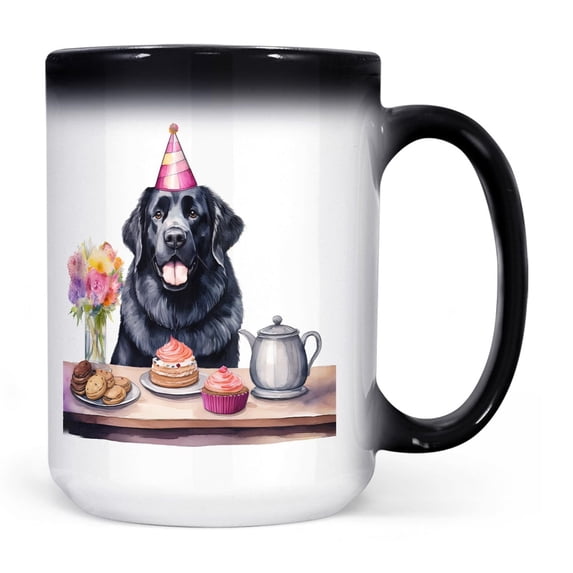 Happy Mother's Day Newfoundland with Sweets and Flowers at a Picnic Heat Color Changing Mug Newfie Dog Lover Gifts Magic Coffee Mug - 13005